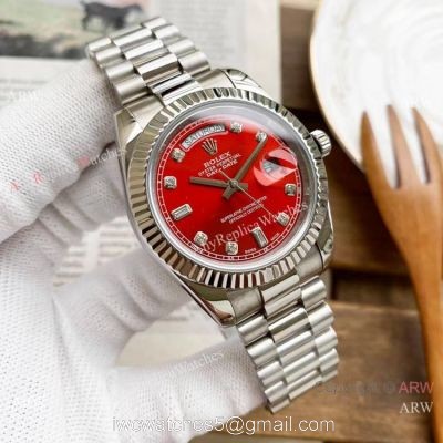 Replica Rolex Day Date President 40mm Watches Red Diamond Dial 1