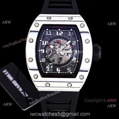 Best Copy Richard Mille RM 030 White Rush Limit Edition Watch Black Rubber Band 1