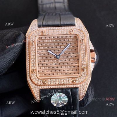 Iced Out Cartier Santos 100 Replica Watches Automatic High End Replica 1