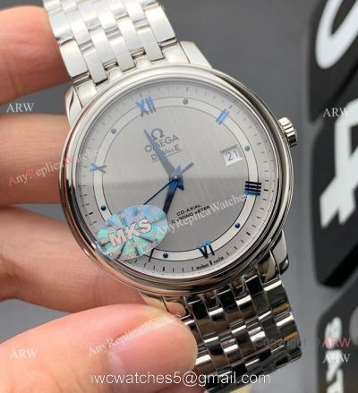MKS Factory Omega Classic De Ville Prestige 9015 Watch Gray Dial Blue Markers 1