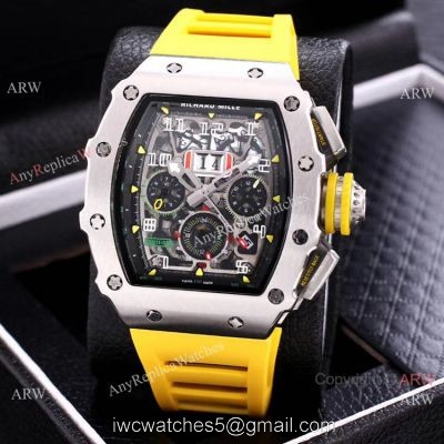 AAA Quality Richard Mille Flyback RM11 Yellow Strap Stainless Steel Watch 1