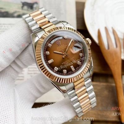 Replica Rolex Day Date 40mm Watches Two Tone Rose Gold New Dial 1