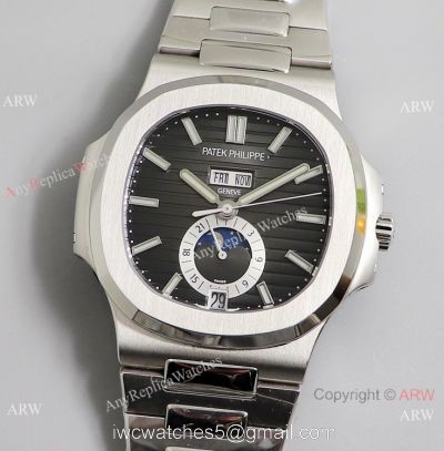 GR Factory Patek Philippe Nautilus Annual Calendar Moonphase Watch Black Dial 1