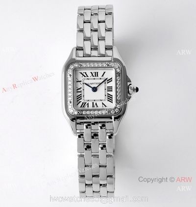 BV Factory Cartier Panthere De Stainless Steel Diamond 22mm Watch AAA Swiss Replica Cartier Watch 1