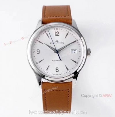 Zf Factory Jaeger-Lecoultre Master Control Date 40mm Silver Dial Brown Leather Band Replica Watch 1