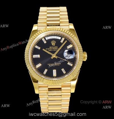 (GM Factory) Swiss Grade Rolex Day-Date 40mm Watch Gold Case Diamond Markers 1