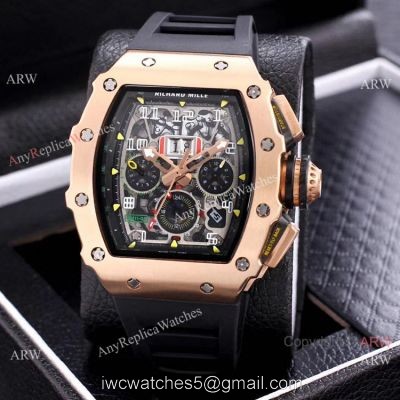 AAA Quality Richard Mille Flyback RM11 Watch Rose Gold and Black Version 1