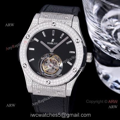 Iced Out Hublot Classic Fusion Diamond Watch 42mm Hublot Tourbillon Watch Replica 1