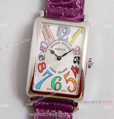 2021 New Franck Muller Long Island 952QZ Purple Leather Strap Franck Muller 1:1 Copy Watch 1