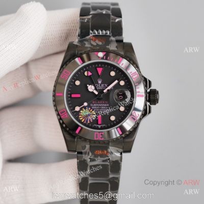 Swiss Copy Rolex Blaken Submariner 2836 Watch Red Markers 40mm 1