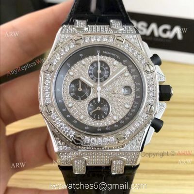 New Audemars Piguet Royal Oak Offshore Chronograph 42mm Knockoff Watch With Diamonds 1