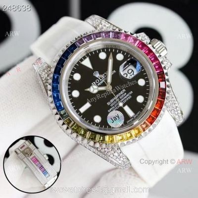 New Rolex Submariner Rainbow Bezel Black Dial Asia 2824 Replica Watches 40mm 1