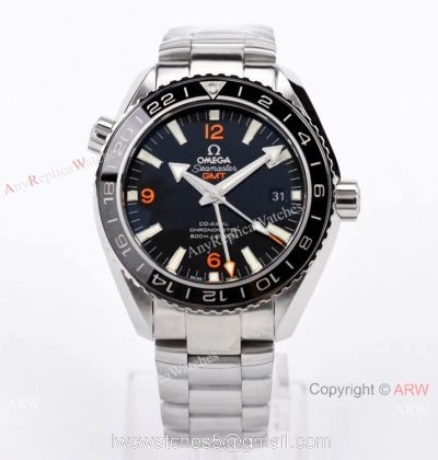 Swiss Copy Omega Seamaster Planet Ocean 600m GMT Watch VSF 8605 Stainless Steel Black Ceramic Bezel 1