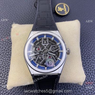 LF Factory Zenith Defy classic Skeleton Dial Watch Black Gummy Strap 1