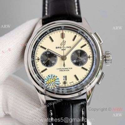 JH Factory Swiss Copy Breitling Premier B01 Asia7750 Chronograph Watches White Dial 1