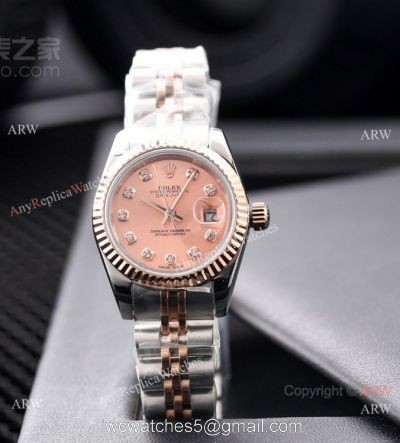 AAA Copy Rolex Datejust 2-Tone Rose Gold Salmon Dial Watches 28mm Ladies 1