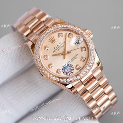 TR Factory 904L Steel Rolex Oyster Perpetual Datejust 31mm Lady Rose Gold Diamonds 1