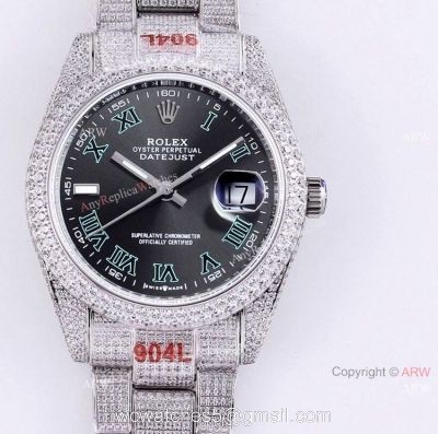 Clone Rolex Diamond Watches For Men High Quality Rolex Datejust 41 Dark Rhodium Oyster 1