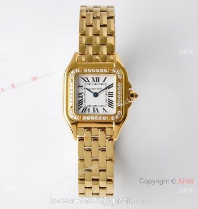 BV Factory AAA Replica Cartier Panthere 22mm Quartz Watch Yellow Gold Diamond Bezel 22mm 1