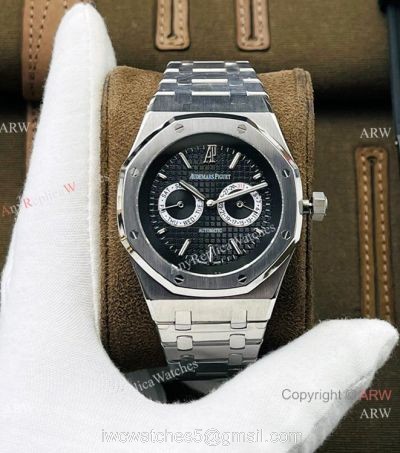 TW factory Copy Audemars Piguet Annual Calendar Watch 41mm Stainless Steel Black Dial 1