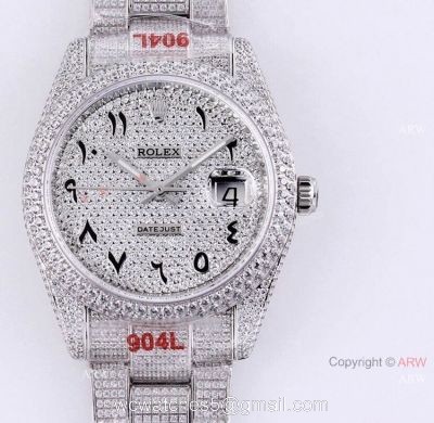 Diamond Rolex Arabic Numerals Iced Out Datejust 126334 Mens Watch Replica 1