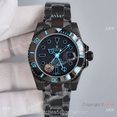Swiss Copy Rolex Blaken Submariner Watch Blue Markers 40mm 1