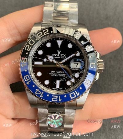 AR Swiss 3186 Rolex GMT-Master II Batman 904L Stainless Steel Watch 1