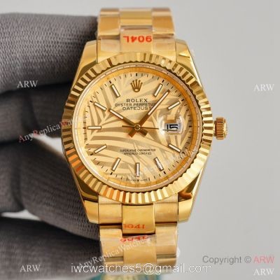 Swiss Quality Rolex Oyster Perpetual Datejust 41mm Watch All Gold Palm Face 1