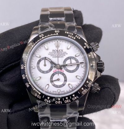 New! Swiss Copy Rolex Daytona 7750 Black Steel Panda Face Watch 1