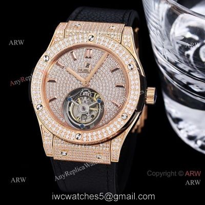 Full Diamonds Hublot Classic Fusion 42mm Tourbillon Watch High Quality Replica 1