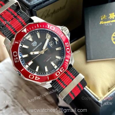 Japan Grade Copy Tag Heuer Aquaracer 300 Quartz Watch Red Nato Strap 1