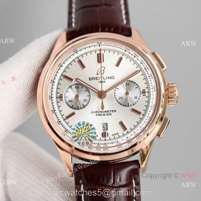 JH Factory Swiss Breitling Premier B01 Chronograph Watches Asia7750 Rose Gold 1