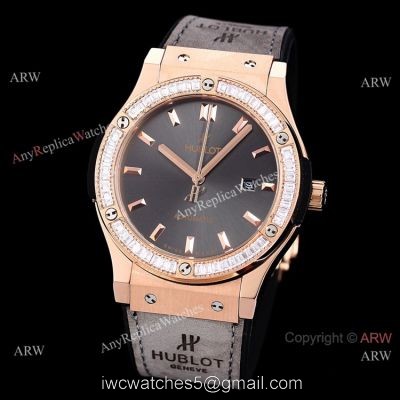 Copy Hublot Classic Fusion Rose Gold Diamond Watch Citizen 8215 Movement 1