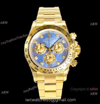 JH Factory Copy Rolex Daytona JH Swiss 4130 Watch Blue MOP Face Yellow Gold 40mm NEW 1