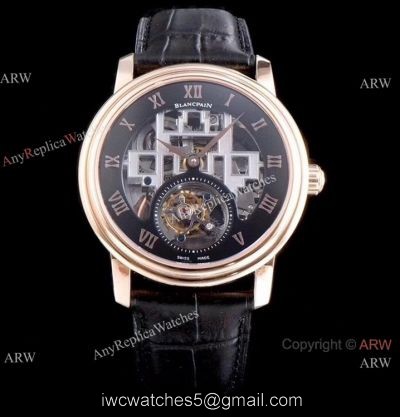 Super Clone Blancpain Fantasy Tourbillon Skeleton Rose Gold Watch 43mm 1