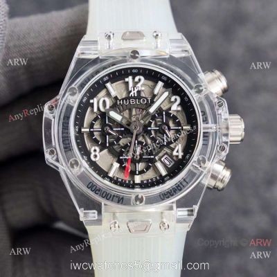 2021 New Hublot Unico Sapphire Transparent Chronograph Watch Black Inner 1