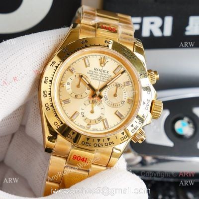 Swiss Replica Rolex Daytona 7750 All Gold Diamond Markers Watch 1