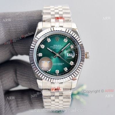 Rolex Datejust 41mm Green Dial With Diamond Markers Jubilee Watch Swiss Replica 1