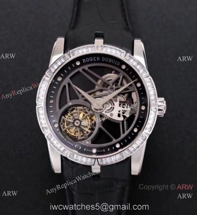 Super Clone Roger Dubuis Excalibur Skeleton Swiss Tourbillon JBF V3 Version Watch with Diamonds 1