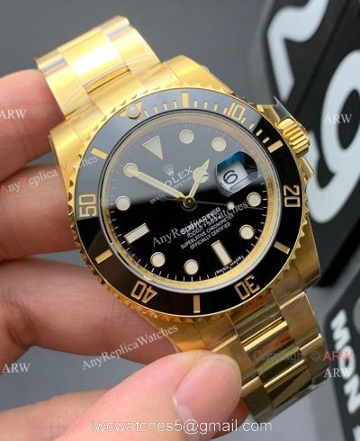 2021 New! VS Factory Swiss 3235 Rolex Submariner Date 41mm Watch Yellow Gold Black Dial 72 Power Reserve 1