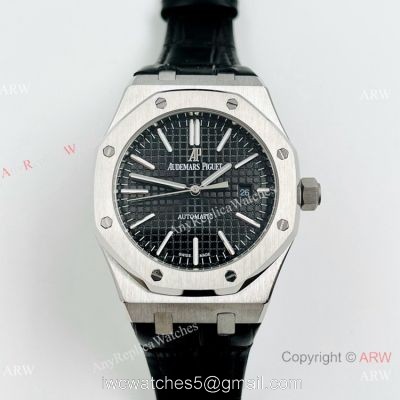 Best Quality Audemars Piguet Royal Oak Autoamtic Watch Black Leather Strap 1