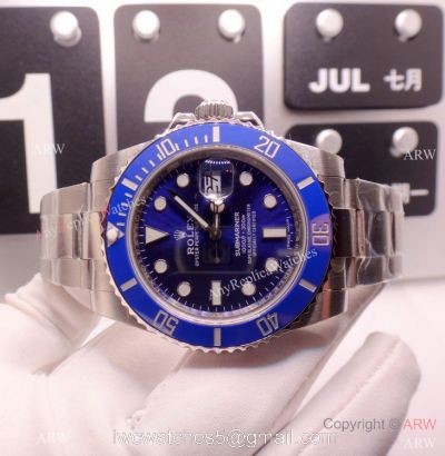 EW Swiss 3255 Rolex Smurf Submarimer Replica Watch Blue Ceramic Bezel 1