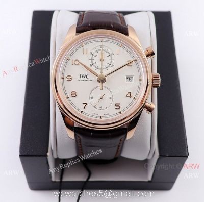 Swiss Replica ZF Factory IWC Portugieser Chronograph Classic Watch Rose Gold 42mm 1