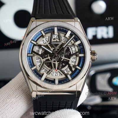 Best Zenith Defy Classic Skeleton Dial Black Rubber Strap 41mm High Copy Watch Swiss Grade 1