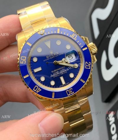 2021 New! VS Factory 1:1 Best Edition Rolex Submariner 41mm Yellow Gold Blue Watch 72 Power Reserve 1