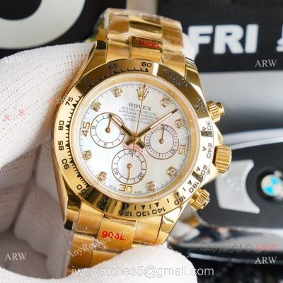 Swiss Replica Rolex Daytona 7750 Chronograph Watch All Gold White Dial 40mm 1