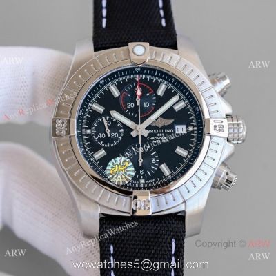 JH Factory Copy Breitling Avenger Chronograph 7750 Watch SS Black Dial 45mm 1