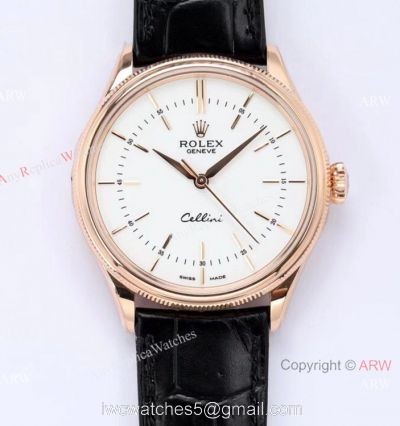 1:1 Replica Rolex Cellini Time EW Factory Swiss 3132 Rose Gold Watch 39mm For Men 1