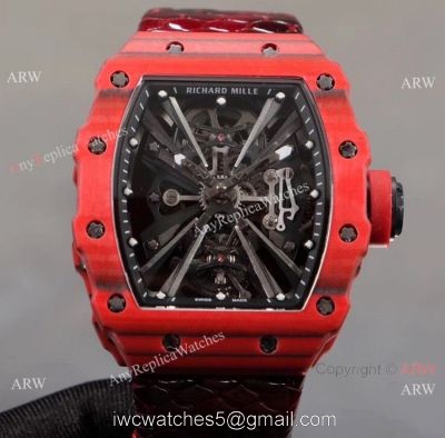 KV Factory 1:1 Richard Mille Tourbillon RM12-01 Red Quartz fiber Case Watch 1