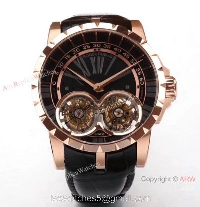 Super Clone Roger Dubuis RDDBEX0249 Double Tourbillon Rose Gold Watch 47mm 1